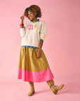 Clementine Colorblock Skirt - Camel & Pink