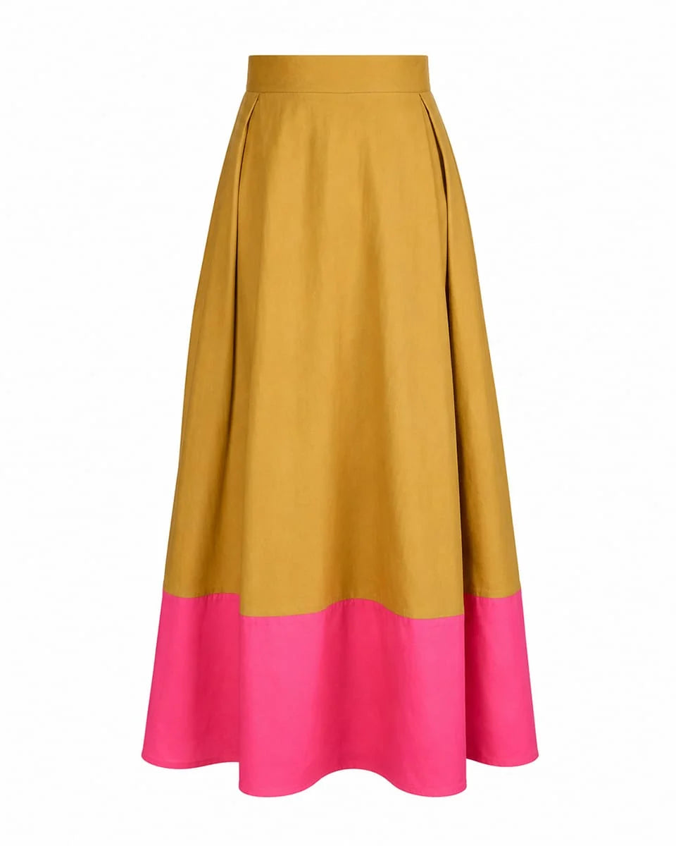 Clementine Colorblock Skirt - Camel &amp; Pink