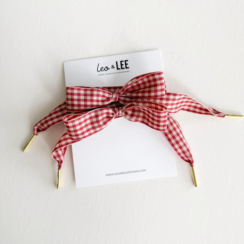 Gingham Shoelace - Deep Red