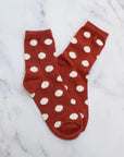 Polka Dot Puff Sock - Brick
