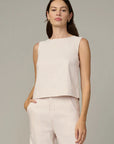 Boat Neck Shell Top - Beige Stripe