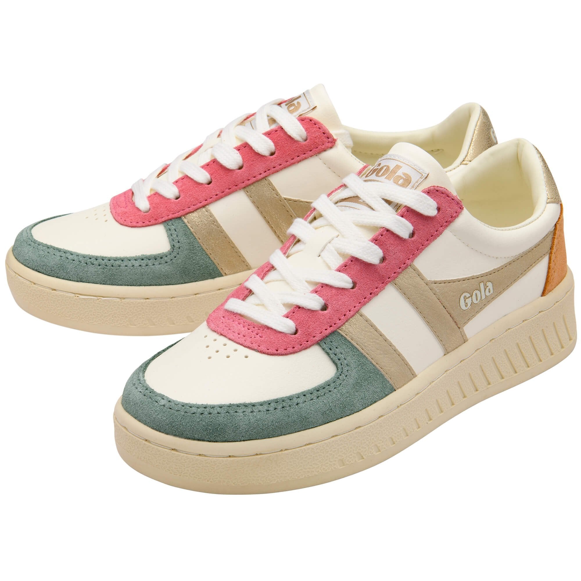 Gola Grandslam Off White, Green Mist, Gold &amp; Salmon