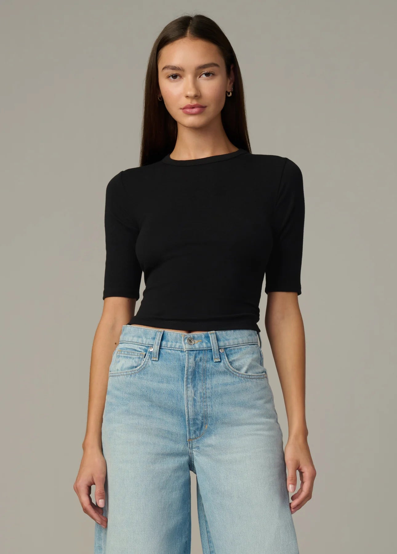 Half Sleeve Baby Tee - Black
