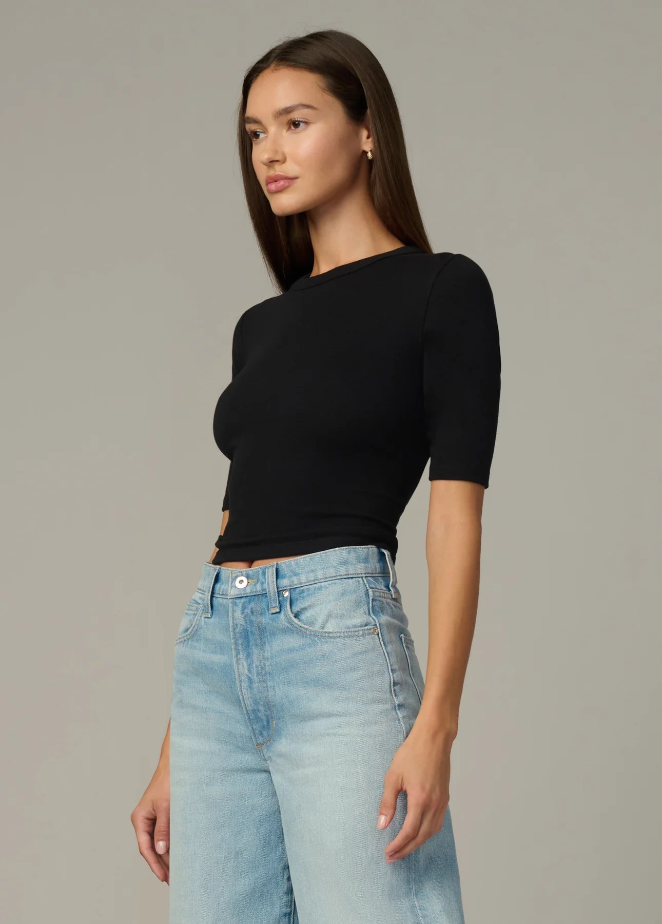 Half Sleeve Baby Tee - Black