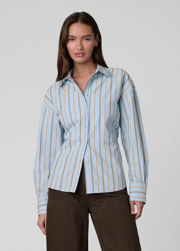 Cinched Waist Shirt - Sky Stripe