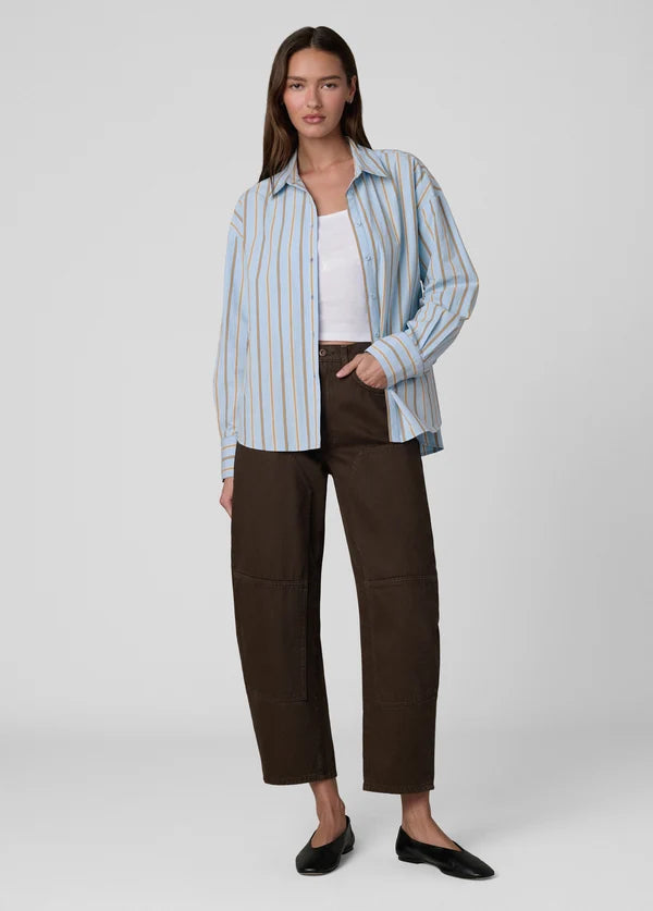 Cinched Waist Shirt - Sky Stripe
