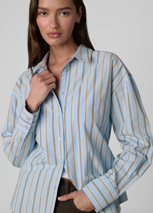 Cinched Waist Shirt - Sky Stripe