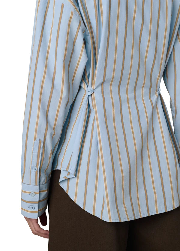 Cinched Waist Shirt - Sky Stripe