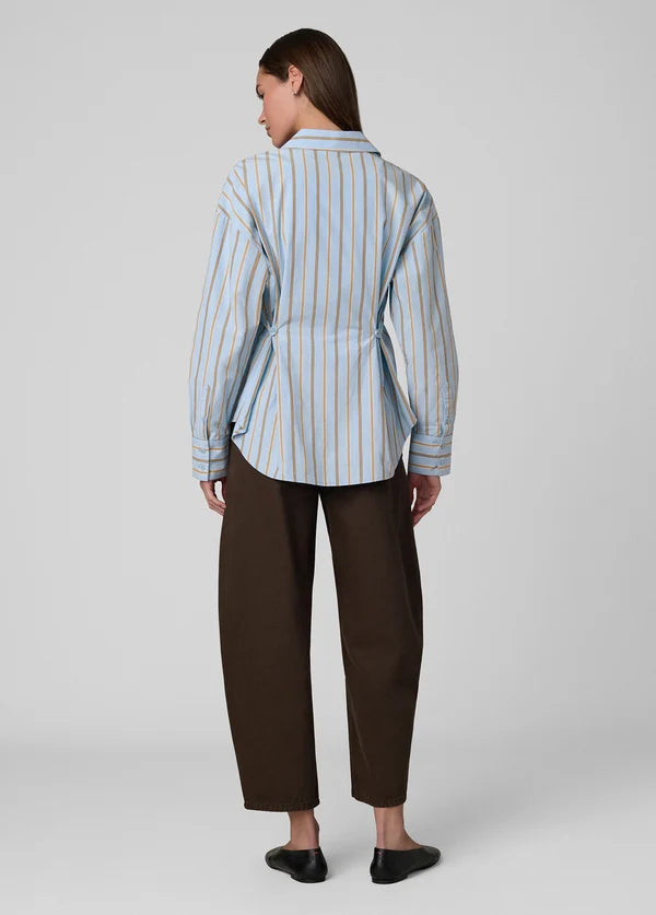 Cinched Waist Shirt - Sky Stripe