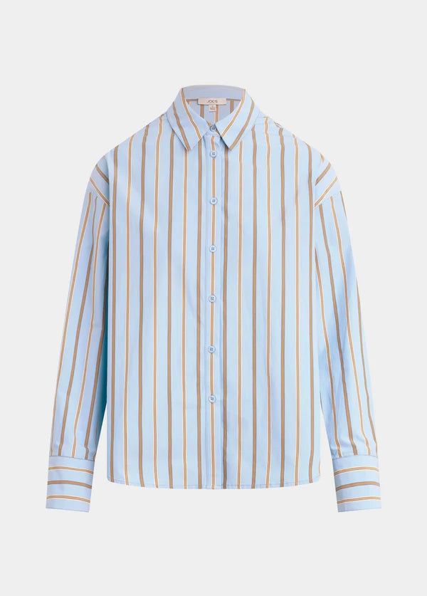 Cinched Waist Shirt - Sky Stripe