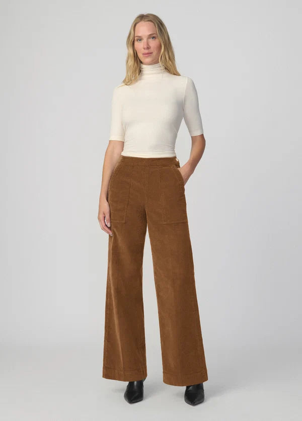 Corduroy Side Zip Wide Leg - Brown Bronze