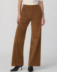 Corduroy Side Zip Wide Leg - Brown Bronze
