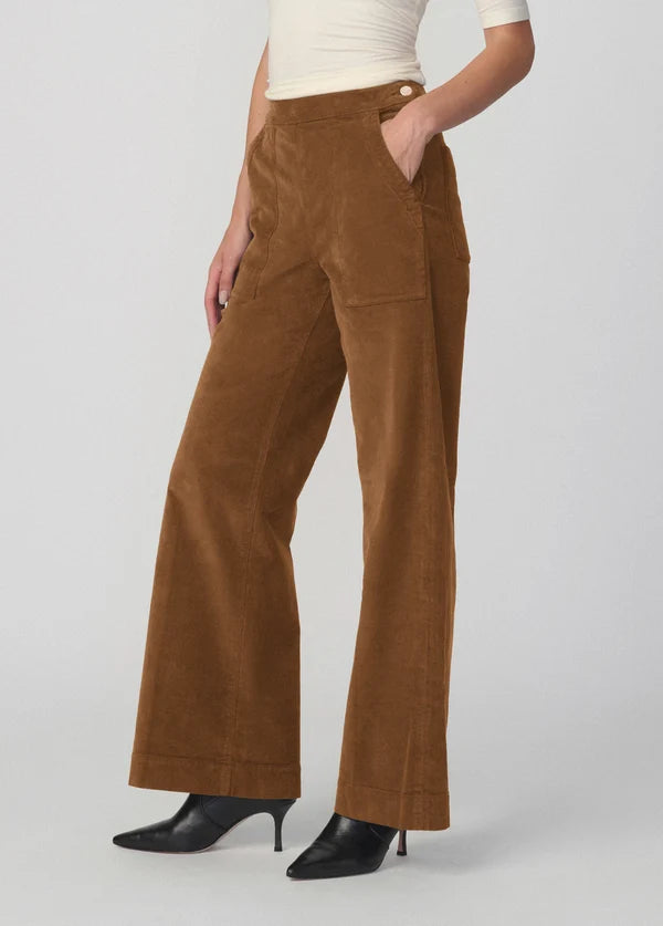 Corduroy Side Zip Wide Leg - Brown Bronze