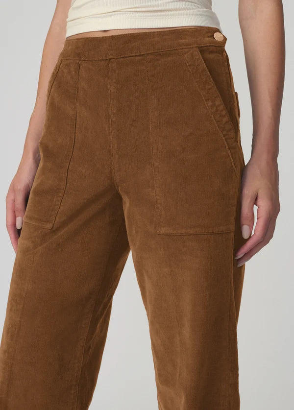 Corduroy Side Zip Wide Leg - Brown Bronze