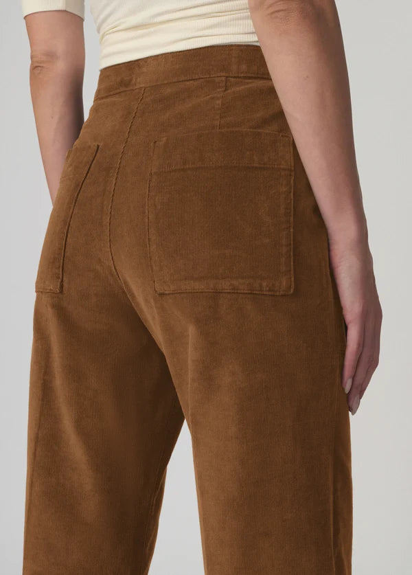 Corduroy Side Zip Wide Leg - Brown Bronze