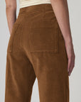 Corduroy Side Zip Wide Leg - Brown Bronze