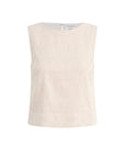 Boat Neck Shell Top - Beige Stripe