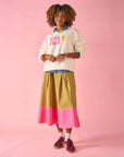 Clementine Colorblock Skirt - Camel & Pink
