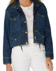 Crop Cargo Jacket - Laguna Blue