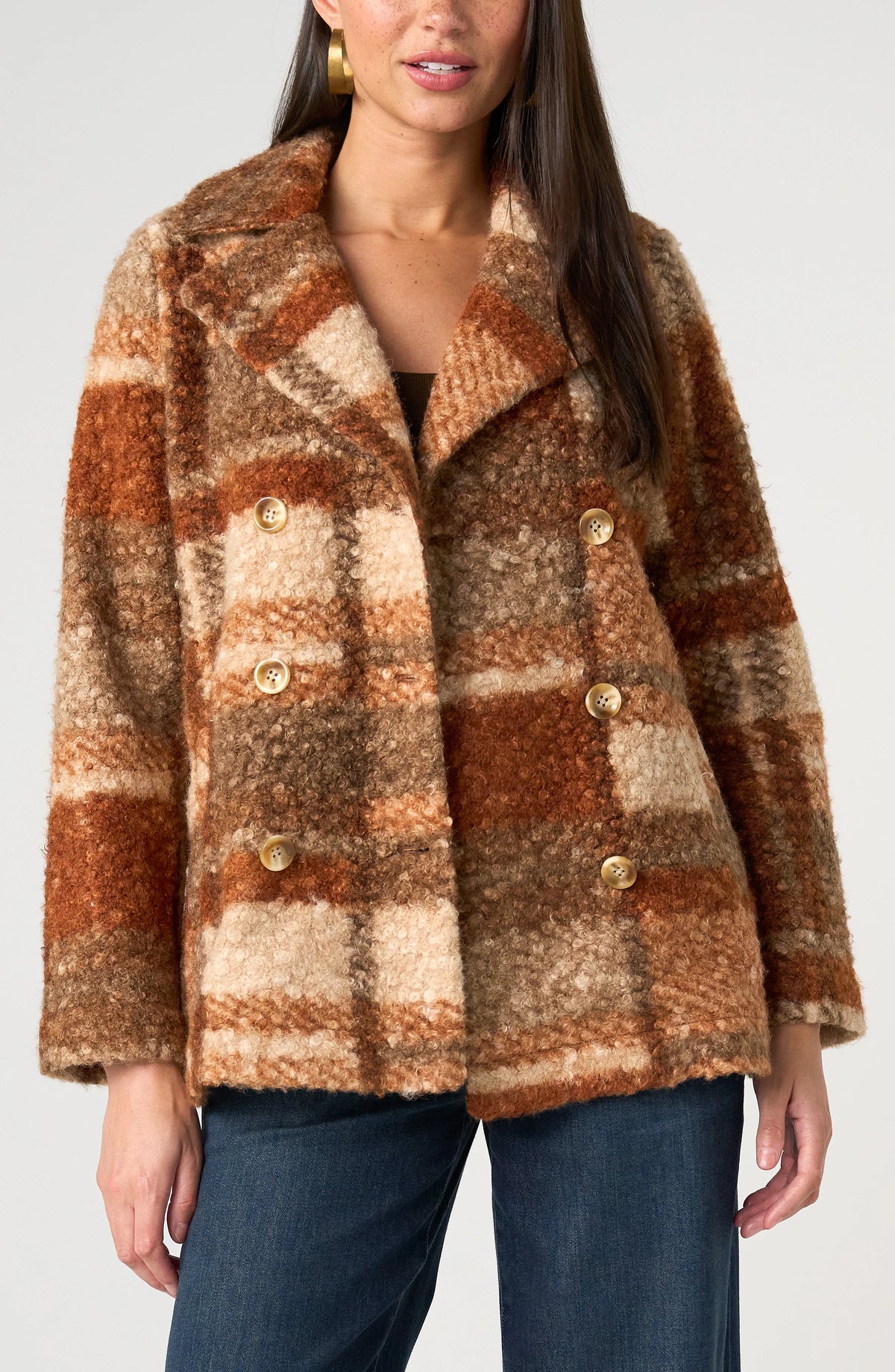 Double Breasted Peacoat - Nutmeg