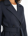 Cropped Trench Jacket - Navy Stripe