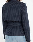 Cropped Trench Jacket - Navy Stripe
