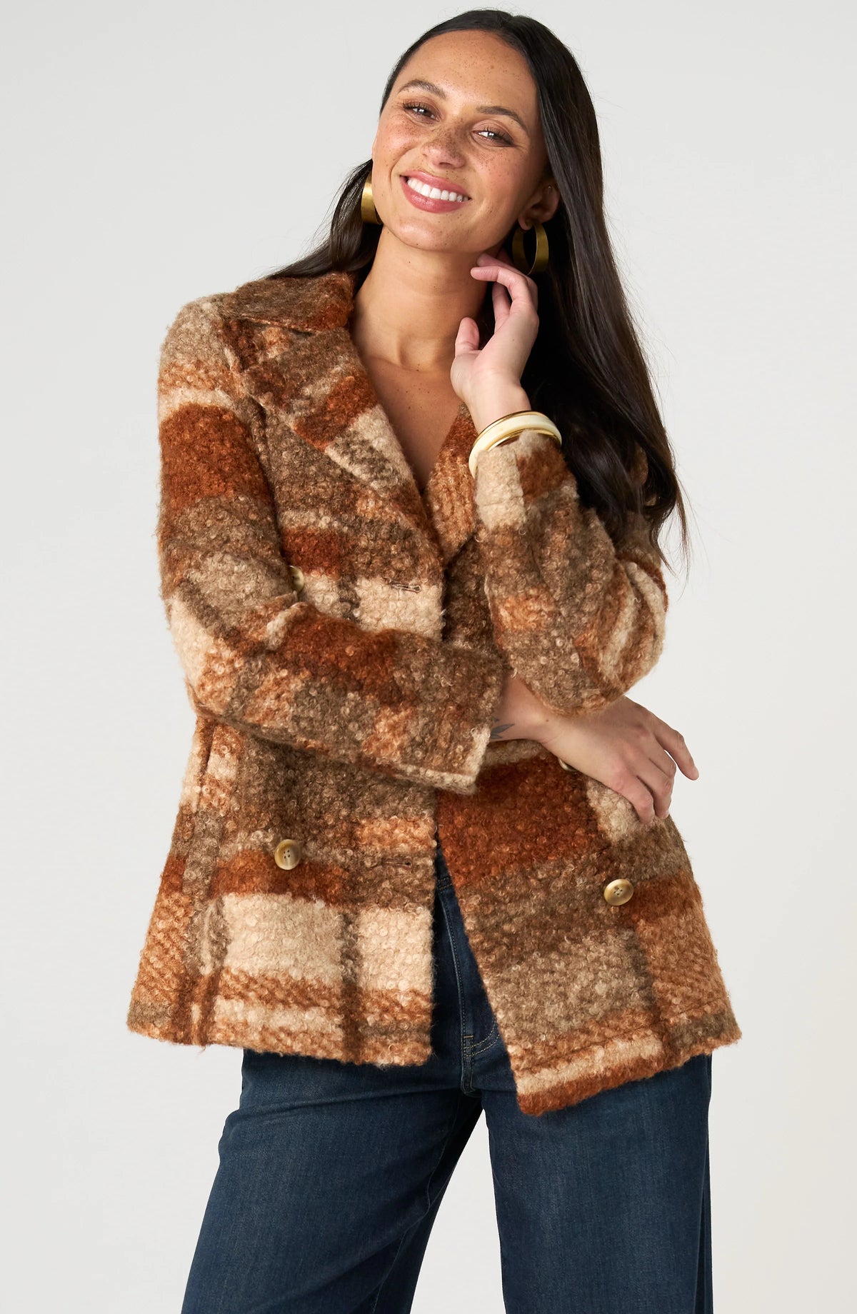 Double Breasted Peacoat - Nutmeg