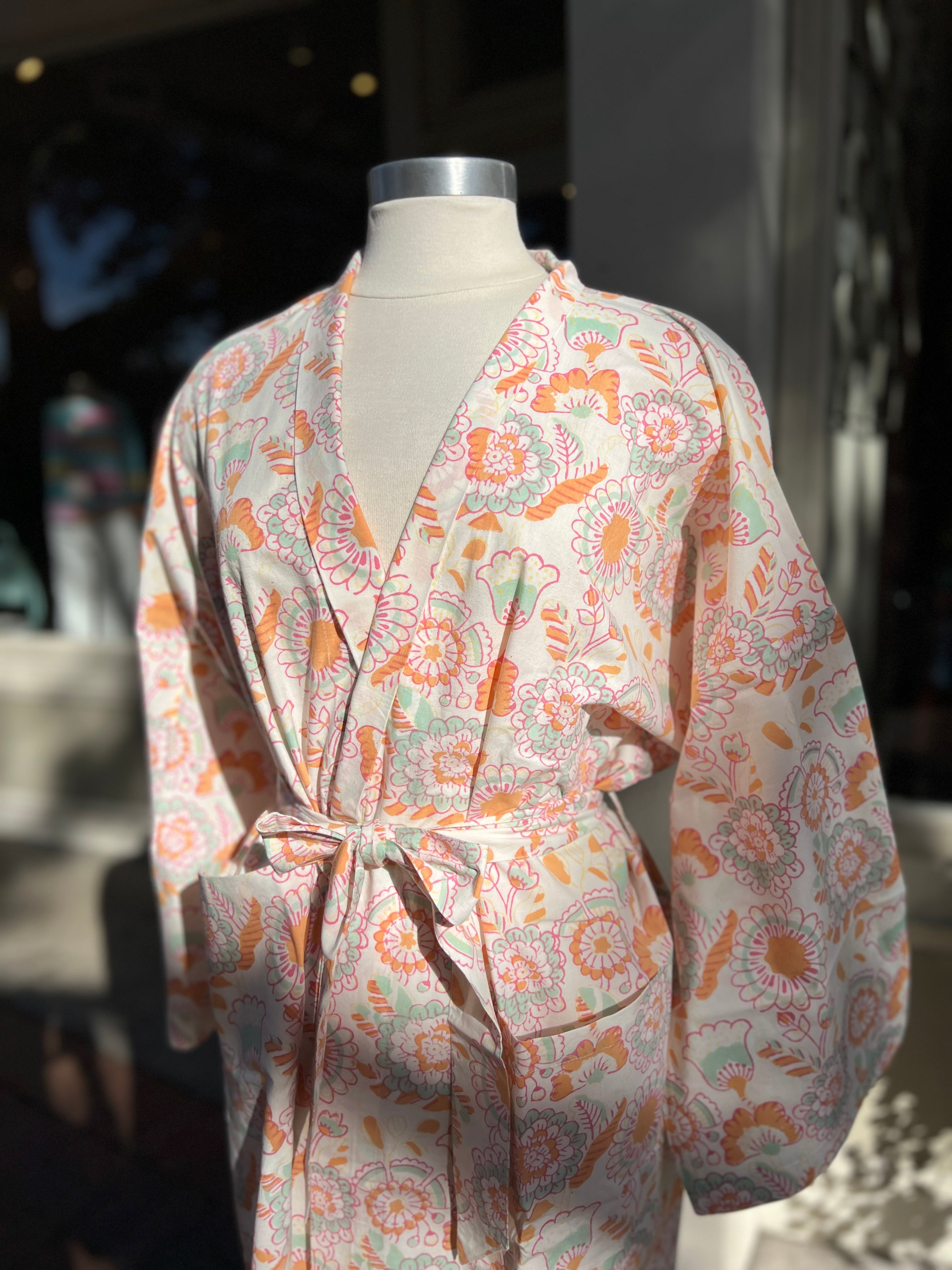 Tilly Floral Cotton Robe Terra Cotta Savannah